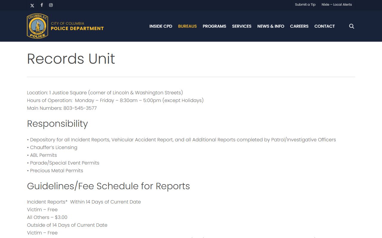 Columbia Police Records for Columbia people search