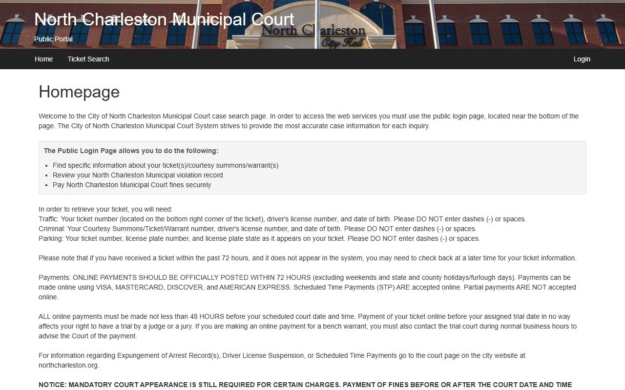 North Charleston Court Portal for North Charleston people search