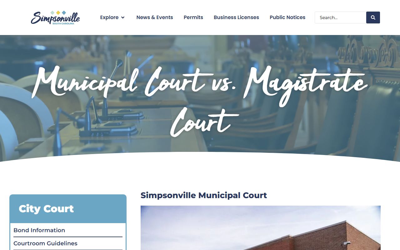 Simpsonville Municipal Court for Simpsonville people search