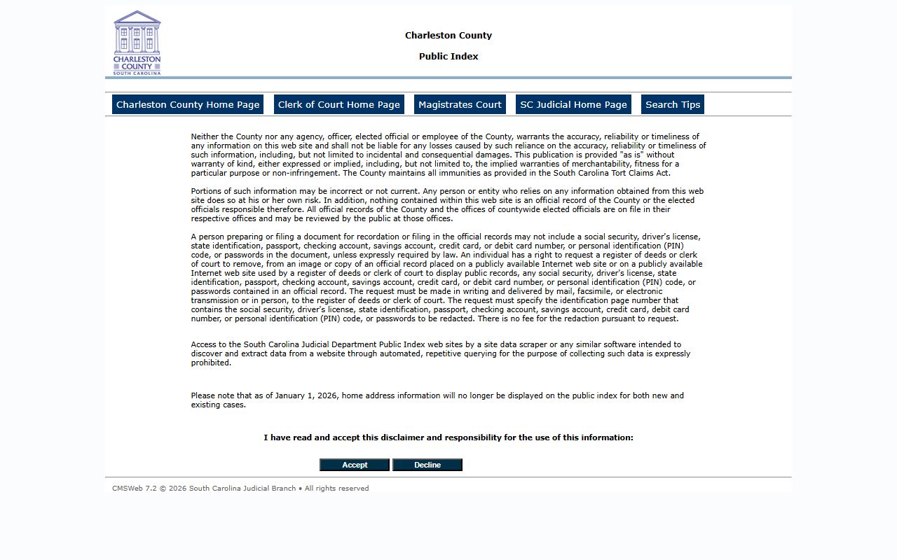 Charleston County Public Index for people search records