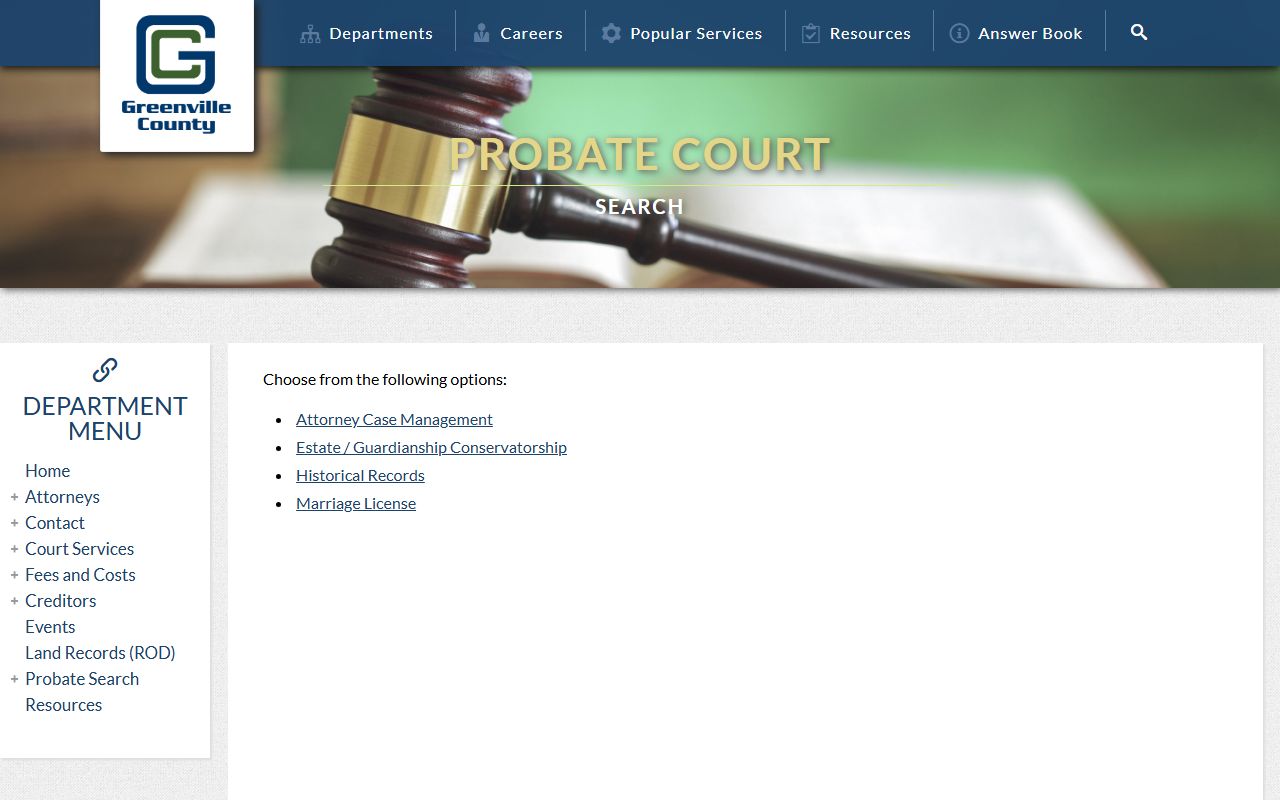 Greenville County Probate Court people search records