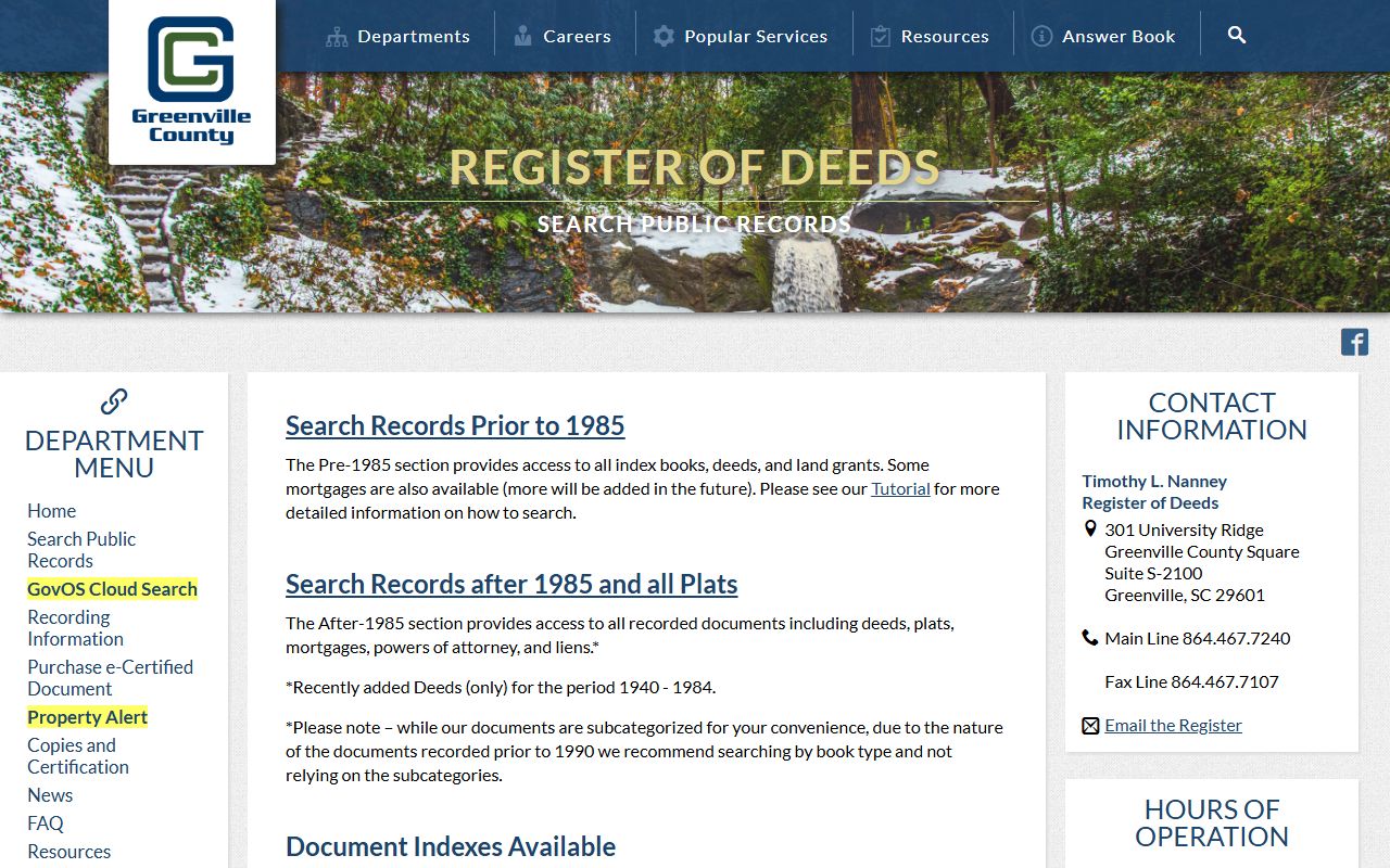 Greenville County Register of Deeds people search records