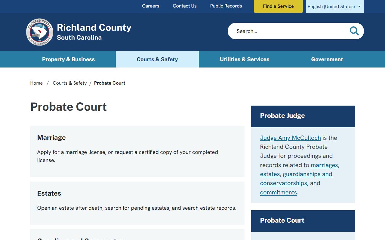 Richland County Probate Court for people search estate records