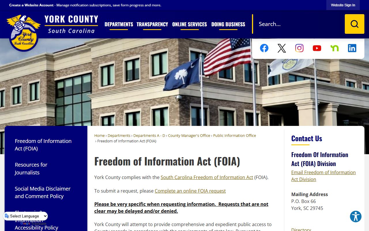 York County FOIA portal for York County people search