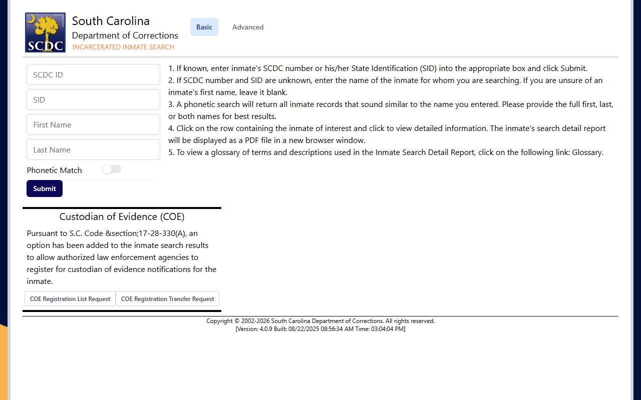 SCDC inmate people search South Carolina