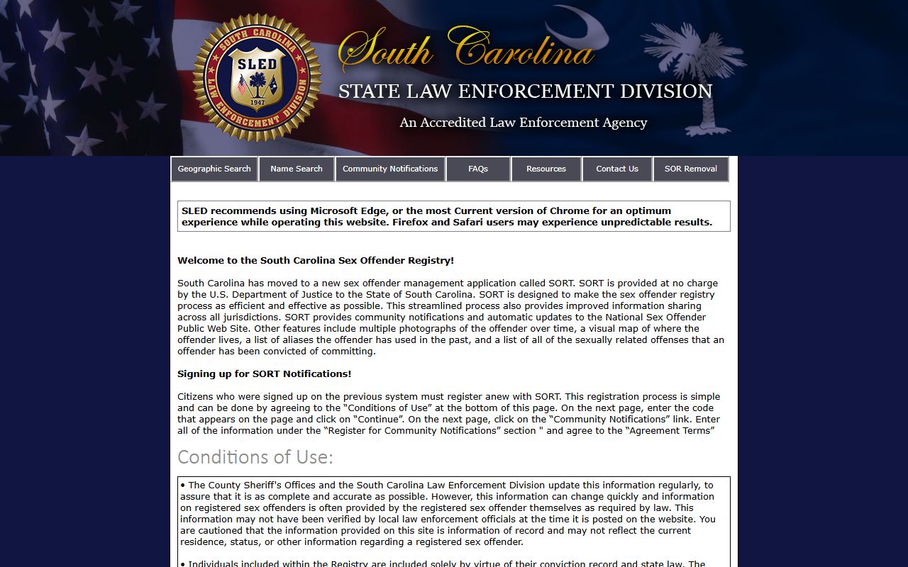 South Carolina sex offender registry people search